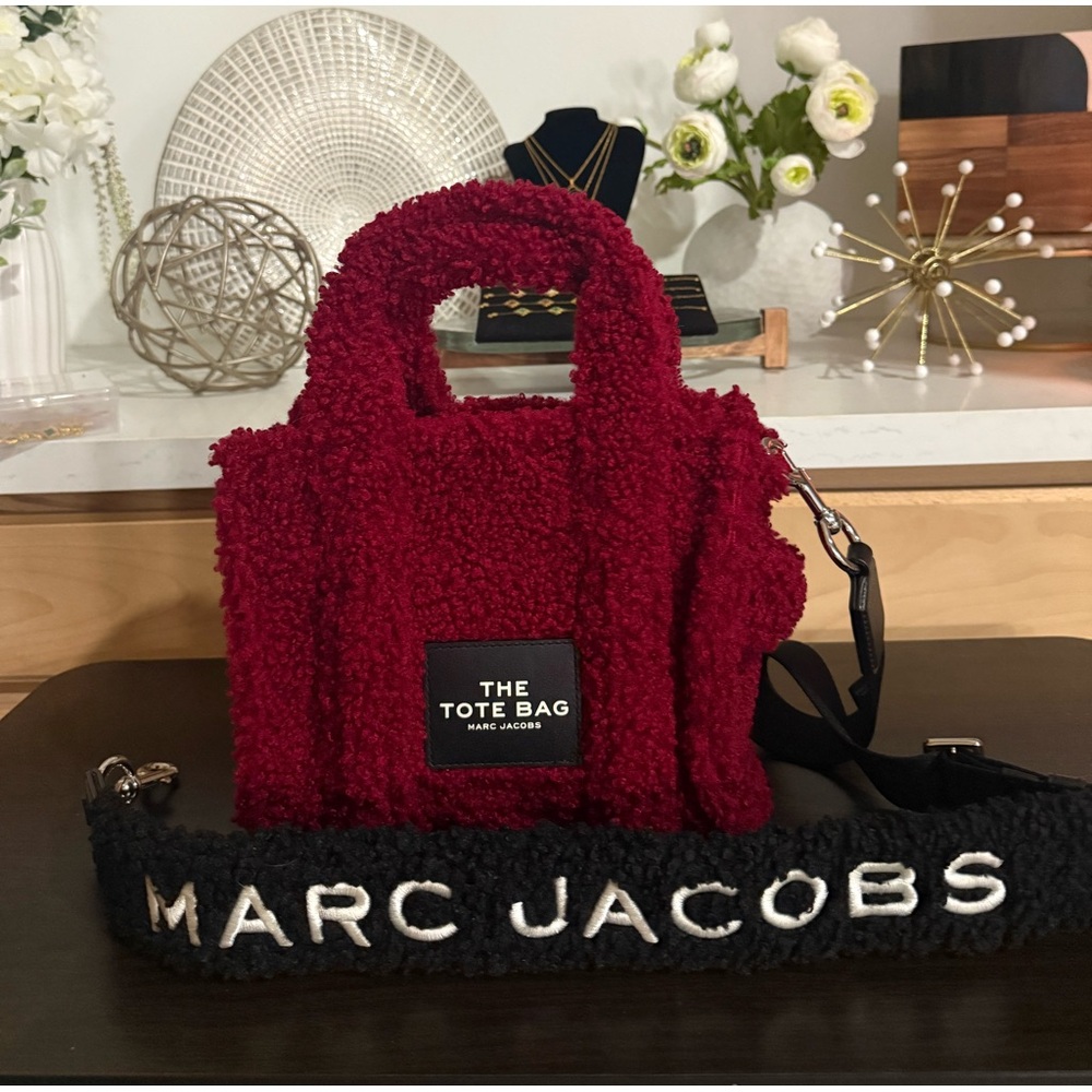 Marc Jacobs Red wine/Burgundy Teddy Bear Textured Tote
